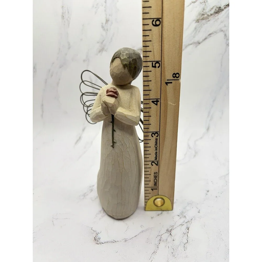 Willow Tree “Loving Angel” Figurine Holding a Long Stem Rose (no box, 2002)
